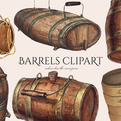 Vintage Barrels & Kegs Set cover image.
