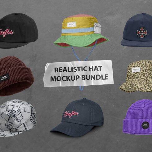 Realistic Hat Mockup Bundle cover image.