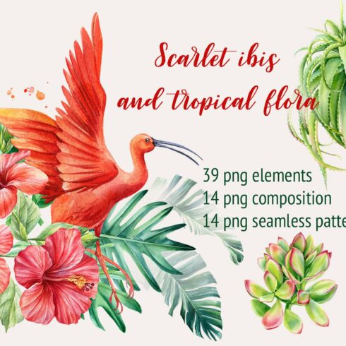 Scarlet ibis  and tropical flora cover image.