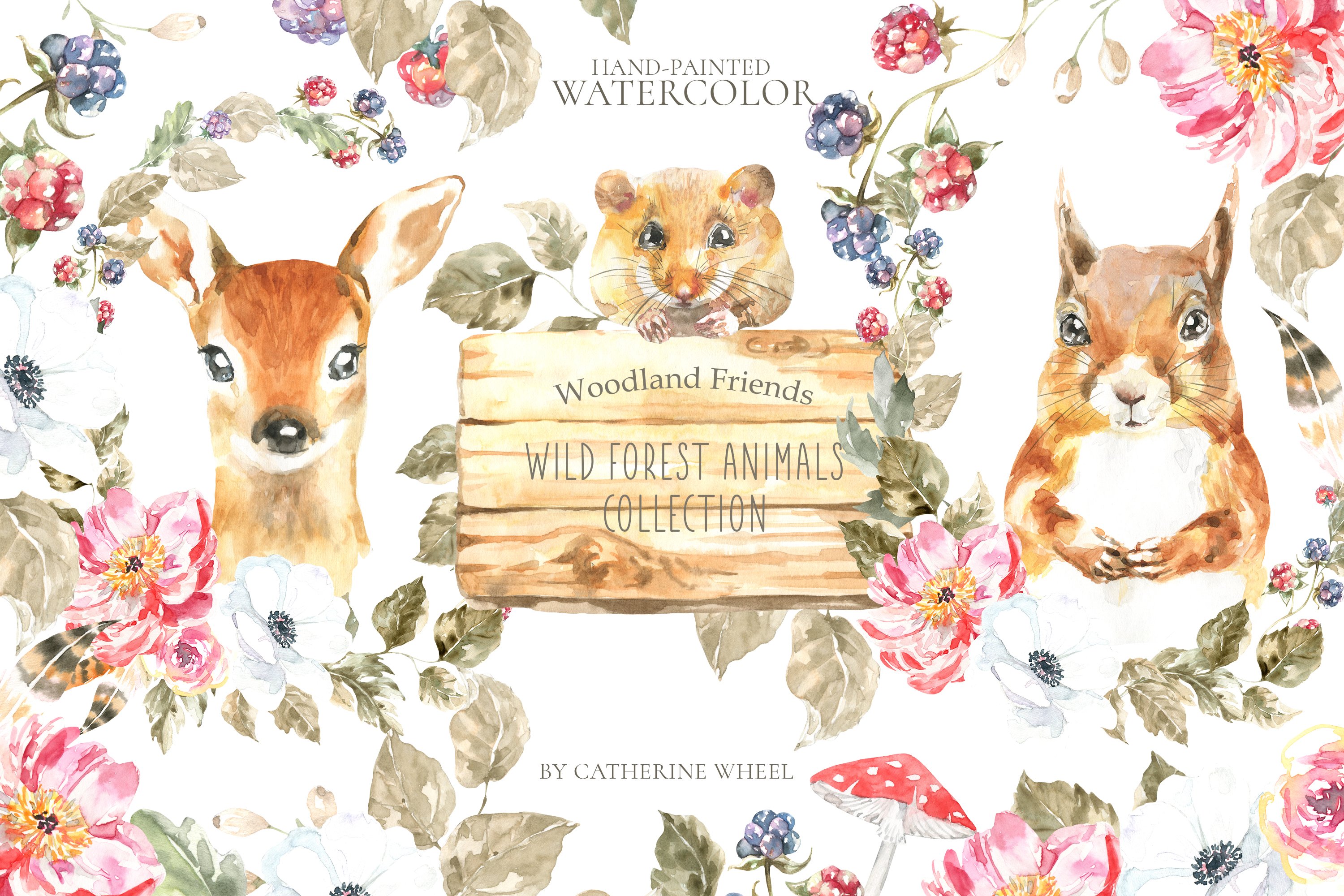 Boho Watercolor Woodland Animals cover image.