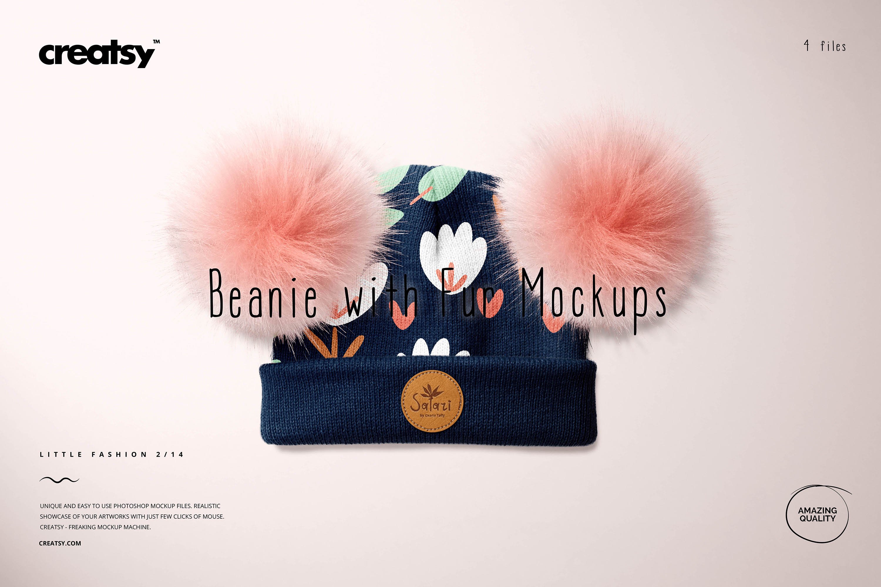 Beanie with Fur Pompons Mockup Set cover image.