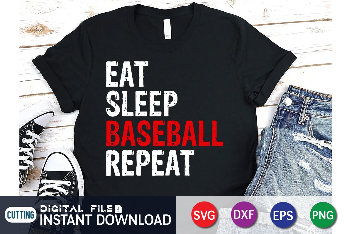 Eat Sleep Baseball Repeat SVG cover image.