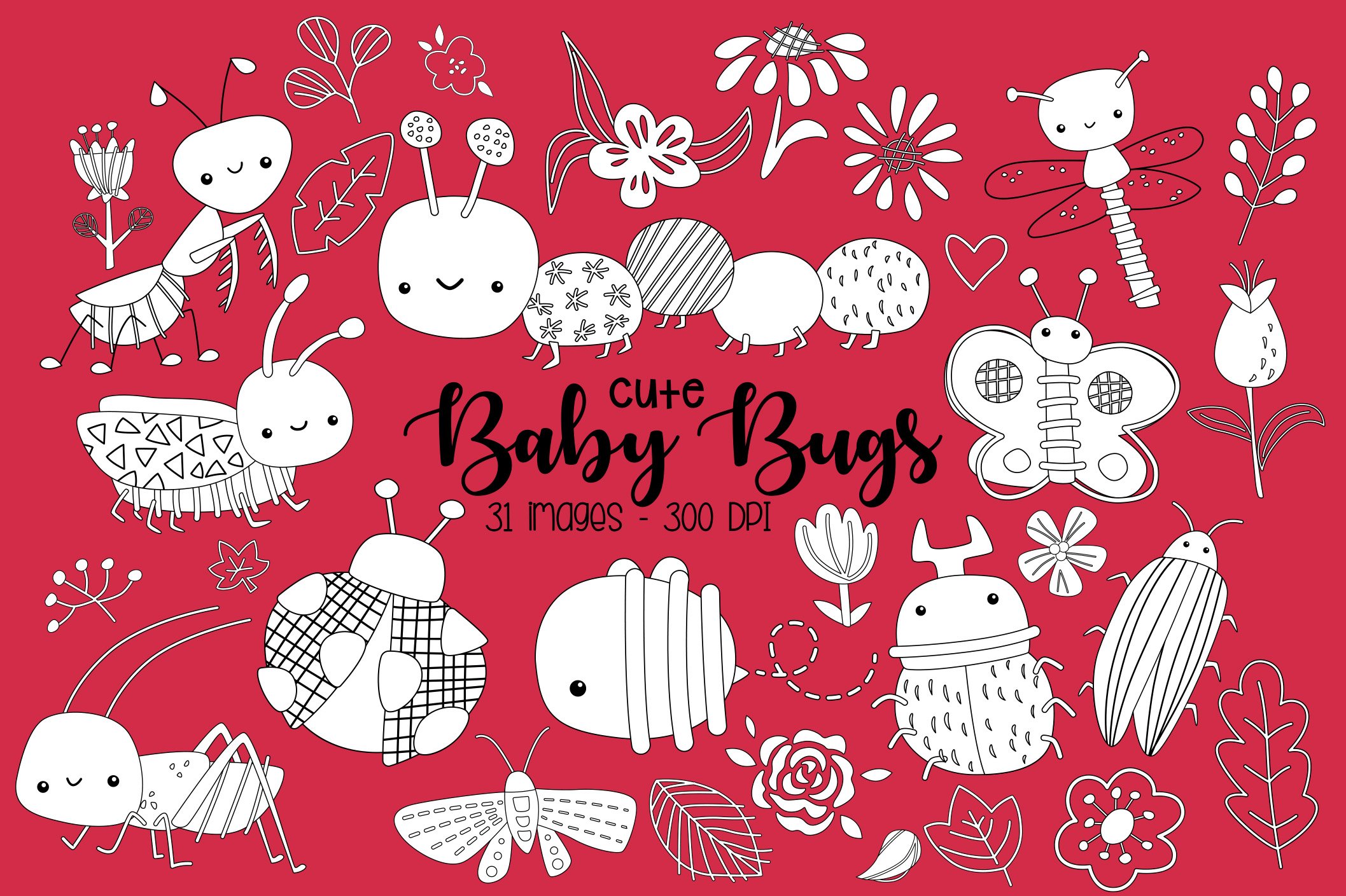 Baby Bug Clipart Types Coloring cover image.