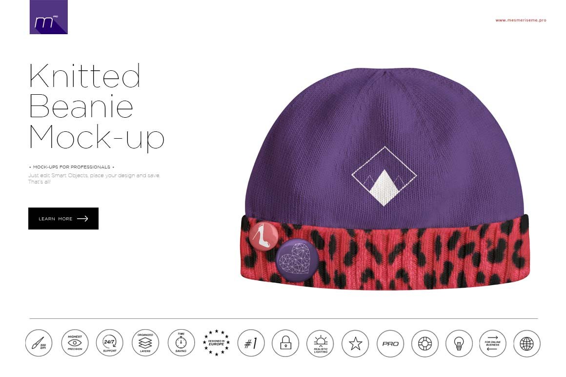 Knitted Beanie Mock-up cover image.