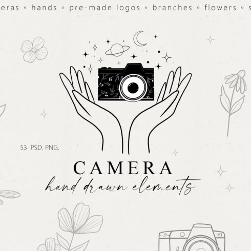 Camera Logo. Line art. cover image.