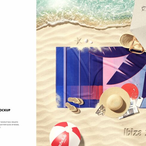 Seaside Scene Beach Towel Mockup cover image.