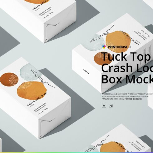 Tuck Top Crash Lock Box Mockup Set cover image.