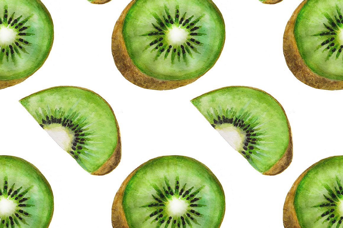 Kiwi fruit pattern Watercolor preview image.