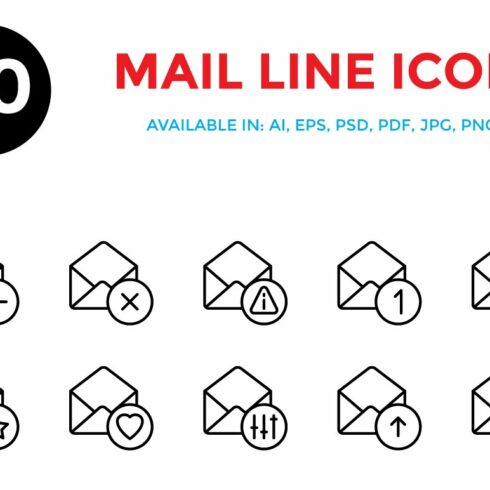 Mail Line Icons cover image.