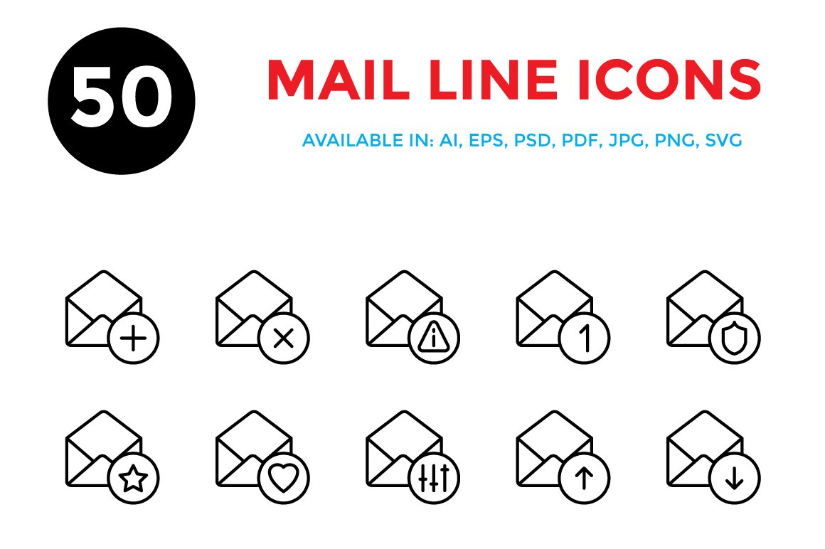 Mail Line Icons cover image.