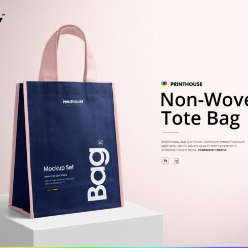 Non-Woven Tote Bag Mockup Set cover image.