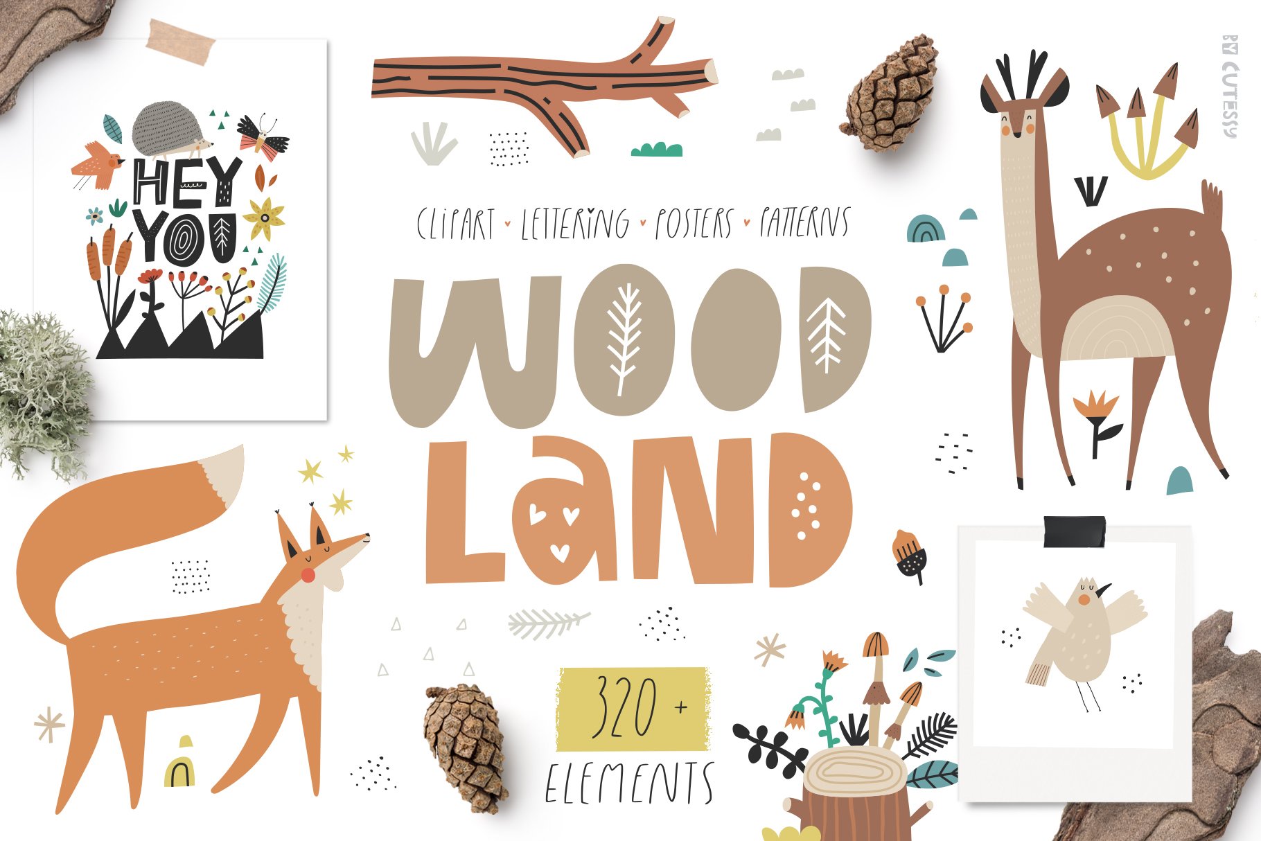 Woodland - cute clipart collection cover image.