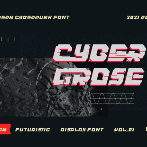 Cybergrose - Cyberpunk Display Font cover image.