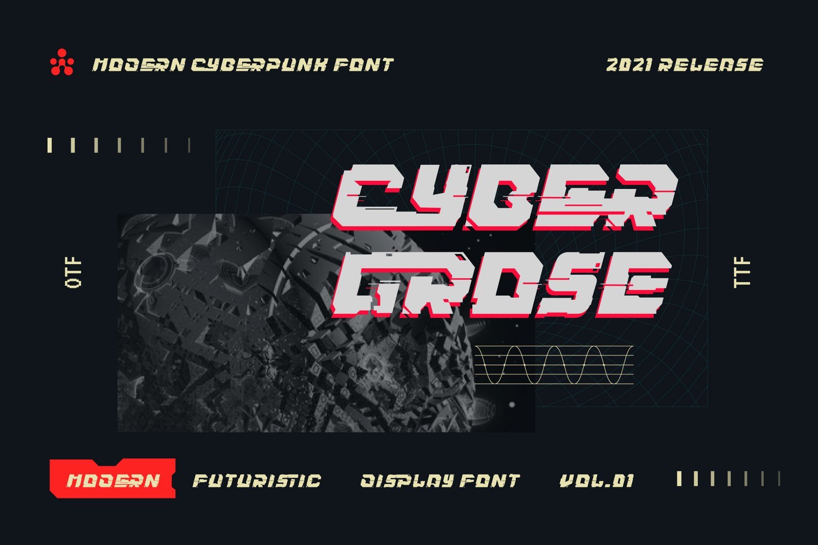 Cybergrose - Cyberpunk Display Font cover image.