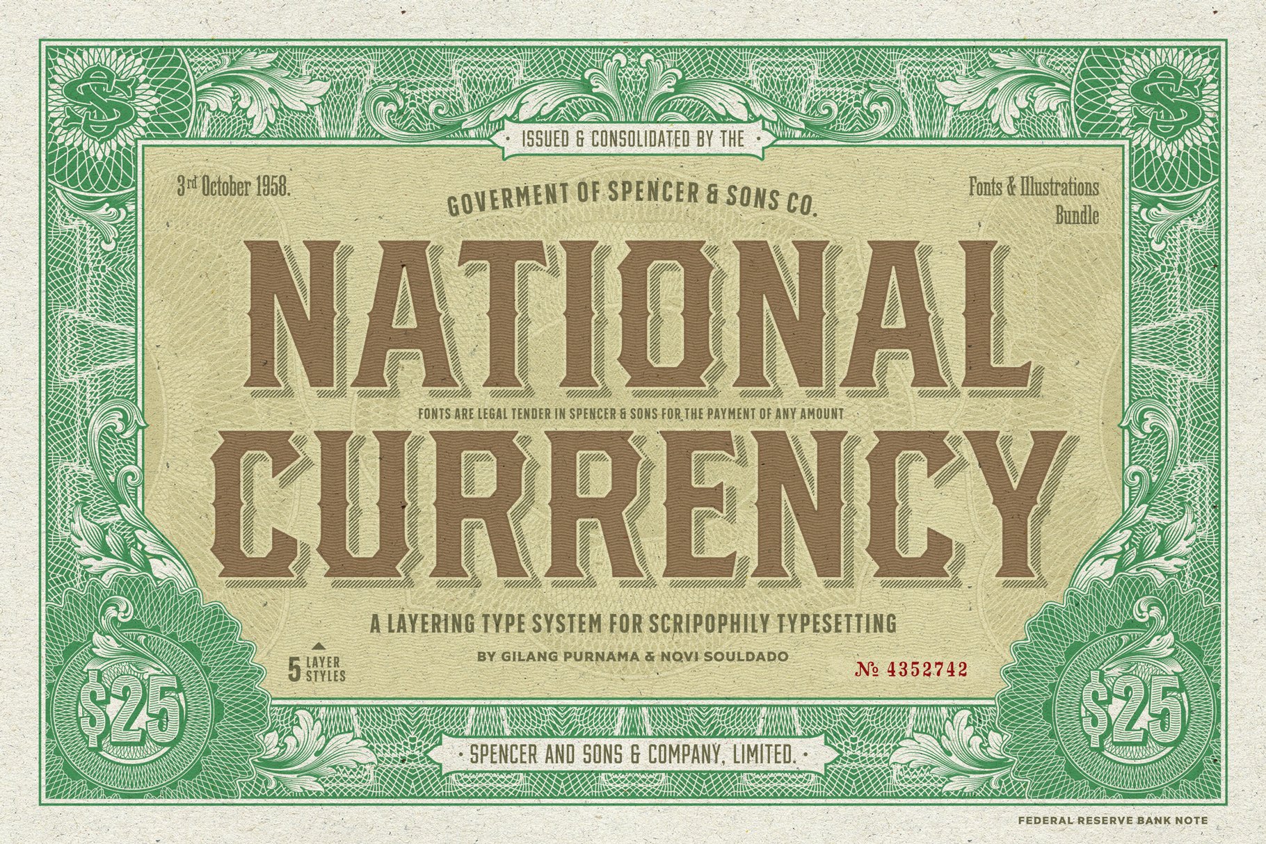S&S National Currency Font Bundle cover image.