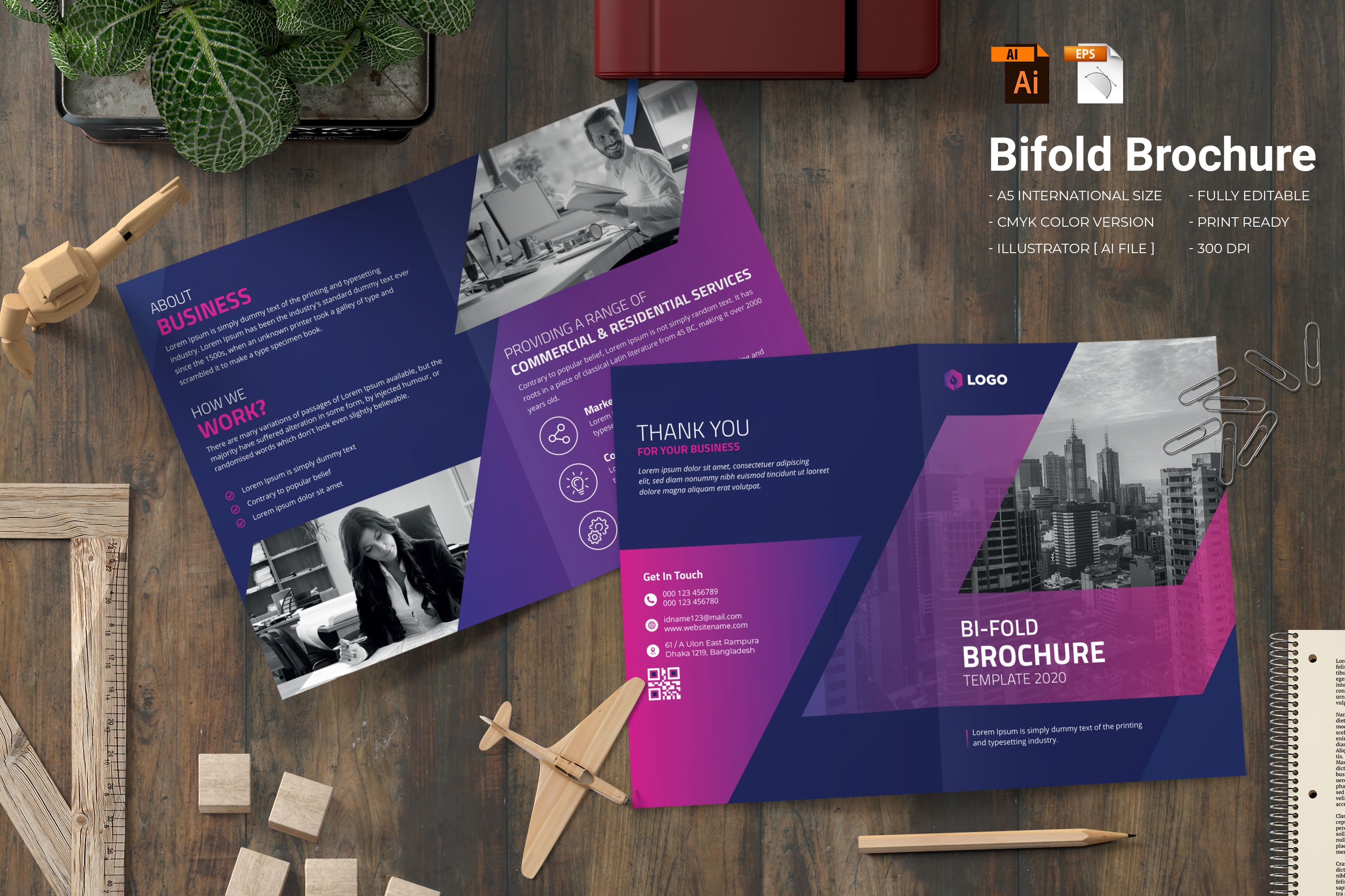 Creative Bifold Brochure Template cover image.