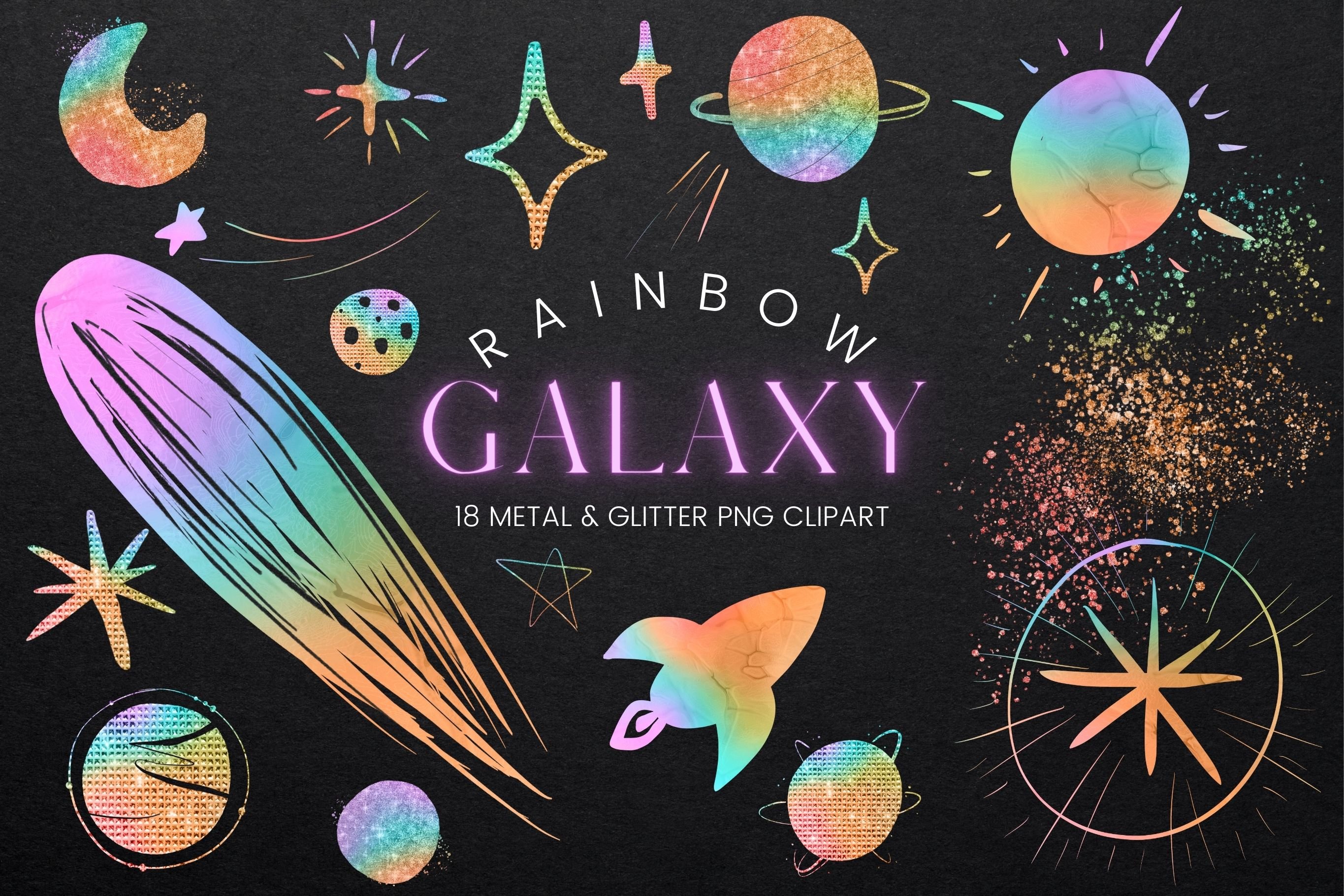 Rainbow Galaxy Clipart cover image.