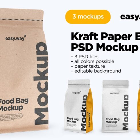 Kraft Food/Coffee Bags PSD Mockups cover image.