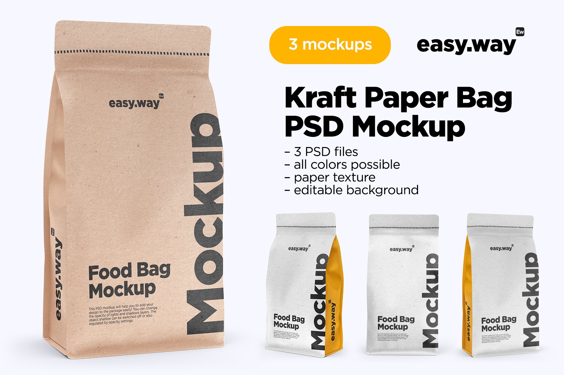 Kraft Food/Coffee Bags PSD Mockups cover image.