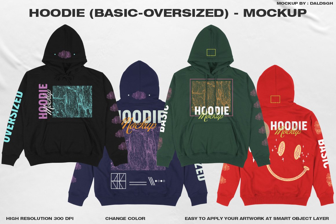 Hoodie (Basic-Oversized) - Mockup cover image.