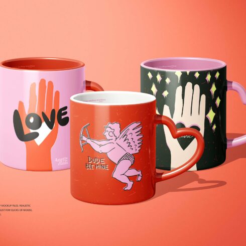 Heart Shaped Handle Mug Mockup Set cover image.