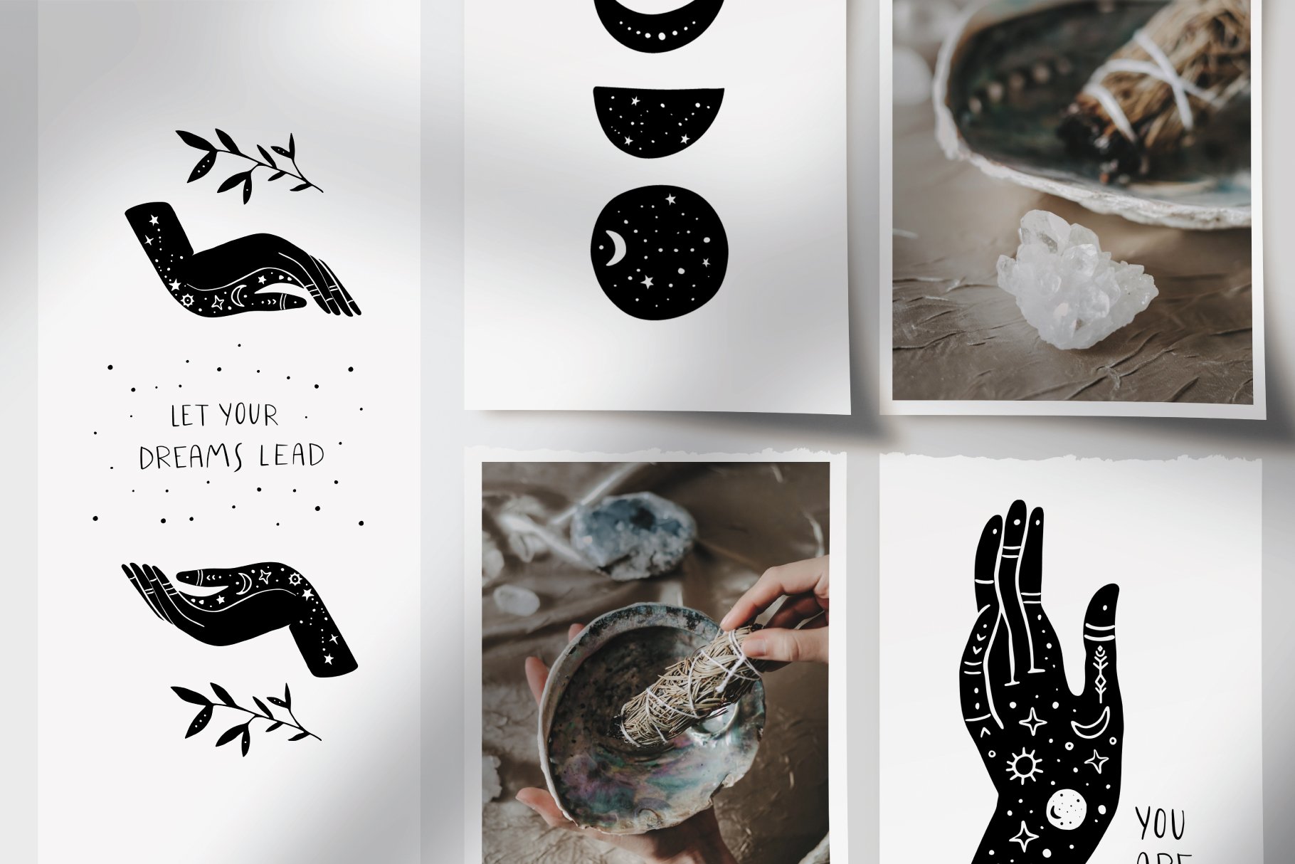 Magic and mystic moon. Boho elements preview image.