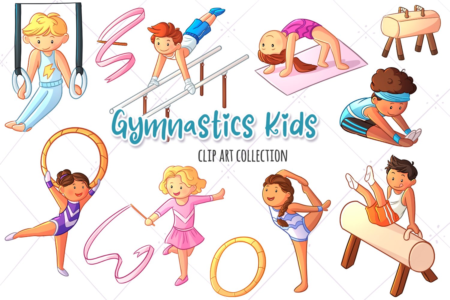 Gymnastics Kids Clip Art Collection cover image.