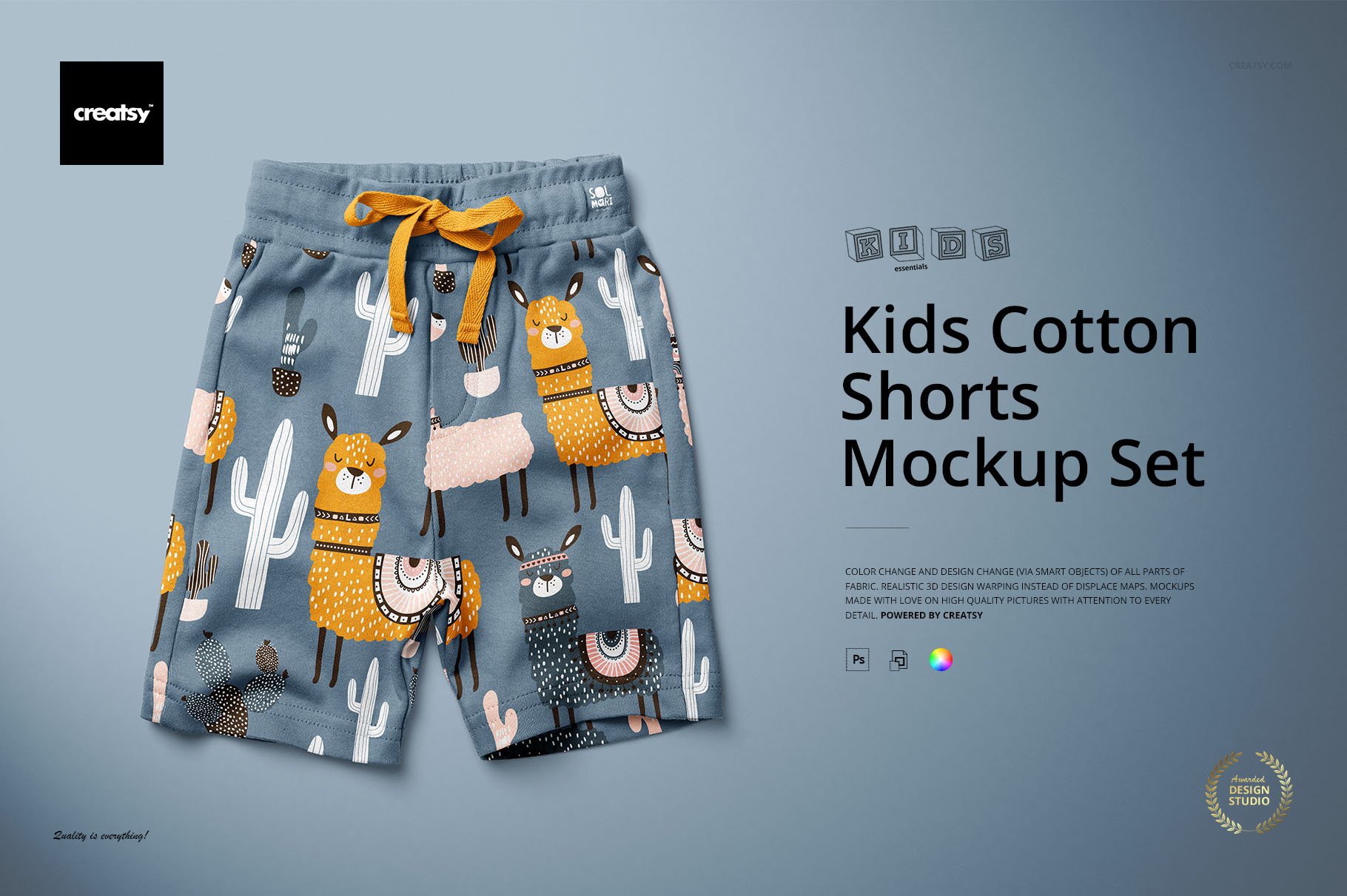 Kids Cotton Shorts Mockup Set cover image.