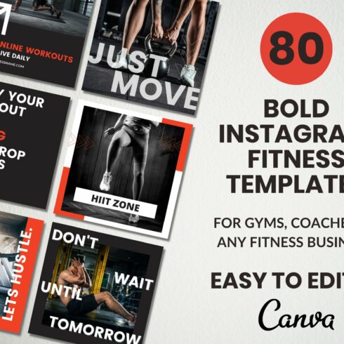 Fitness Canva Instagram Template cover image.