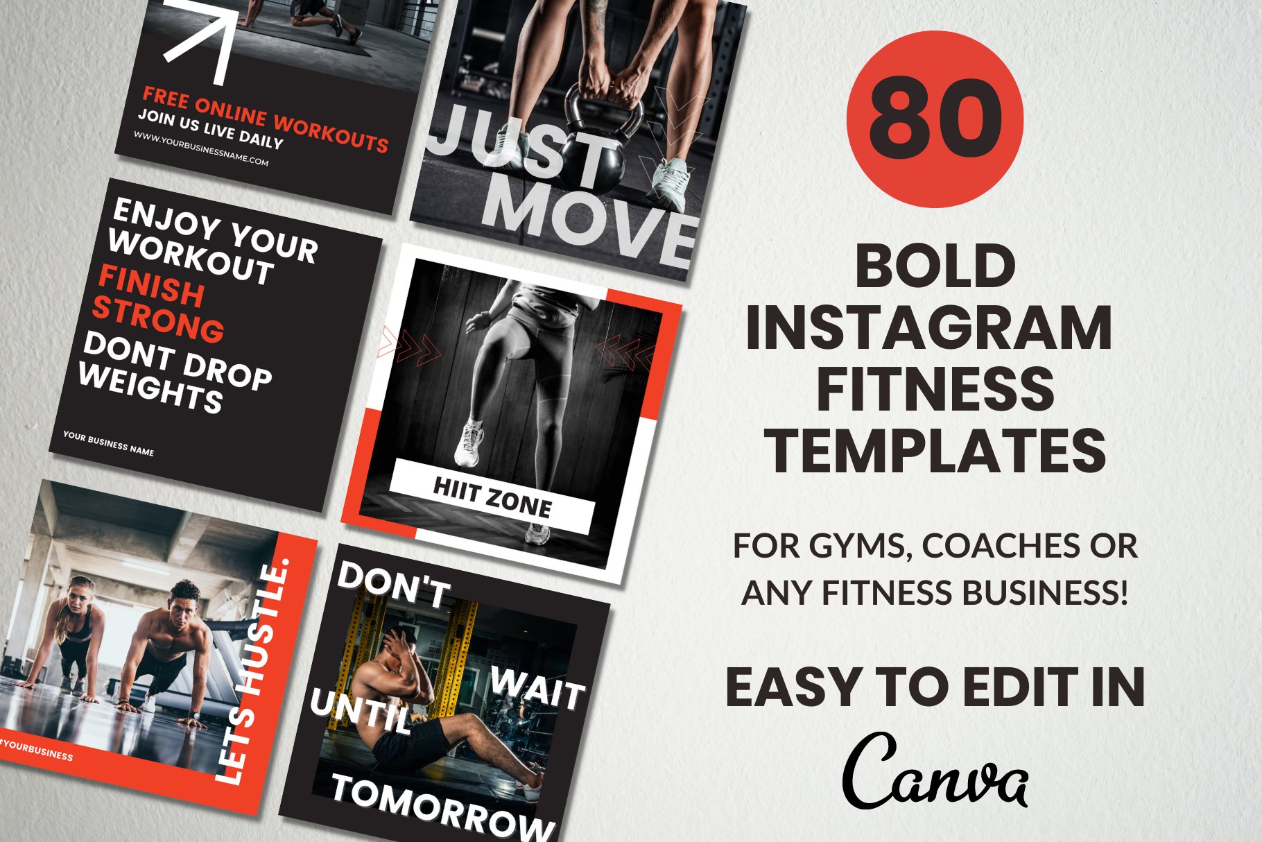 Fitness Canva Instagram Template cover image.