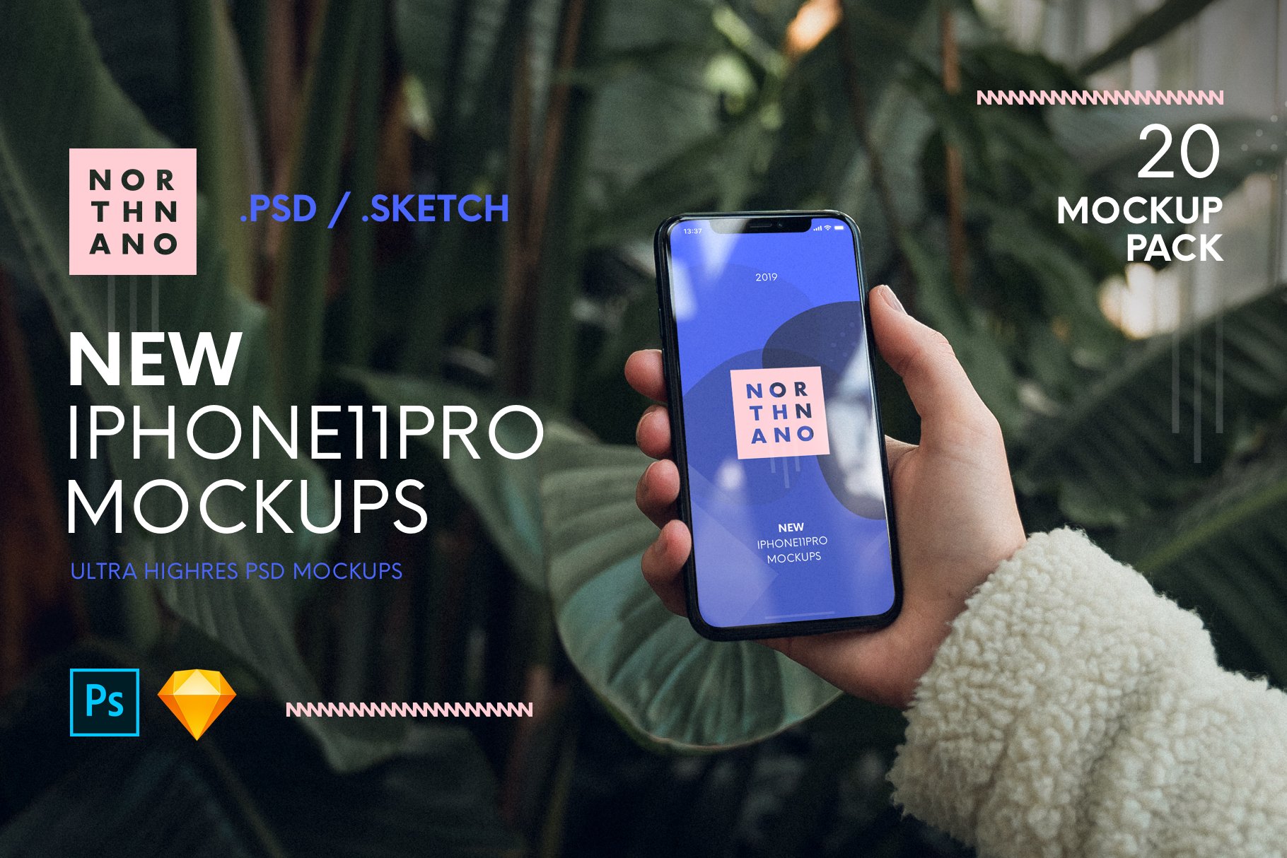 iPhone 11 Pro PSD/SKETCH Mockups cover image.