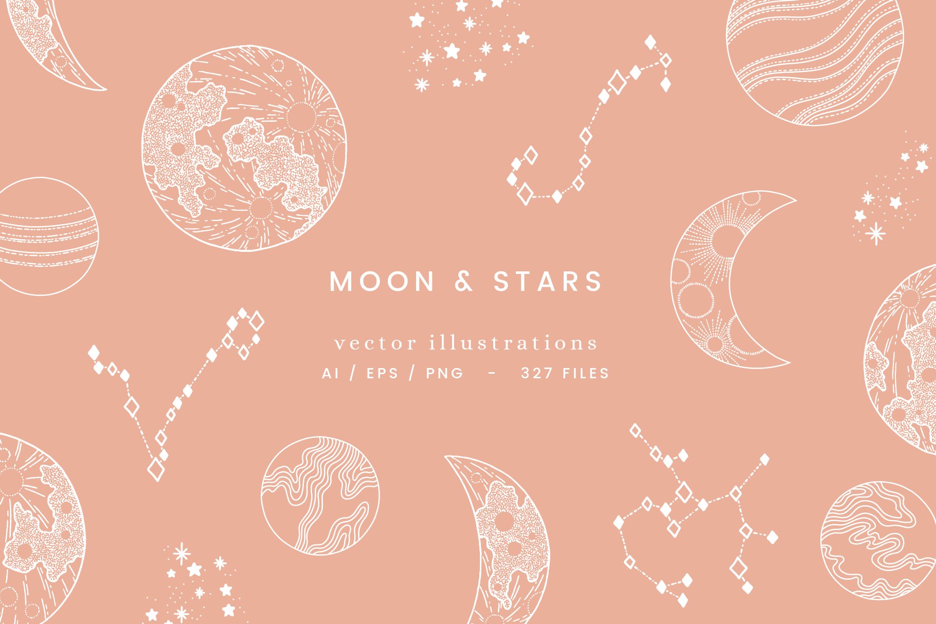 Moon & Stars Vector Illustrations cover image.
