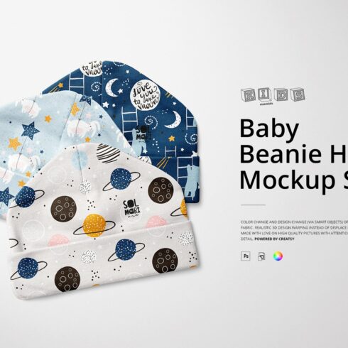 Baby Beanie Hat (0-3m) Mockup Set cover image.