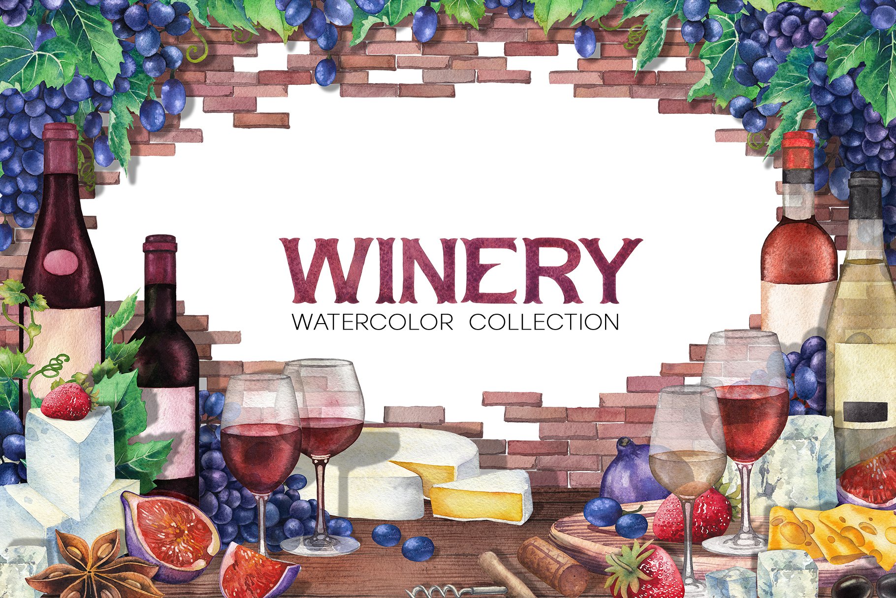 Watercolor Wine collection cover image.