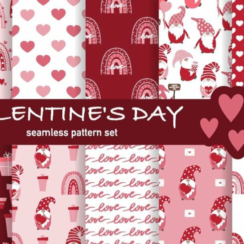Valentine's Day Seamless Pattern Set cover image.