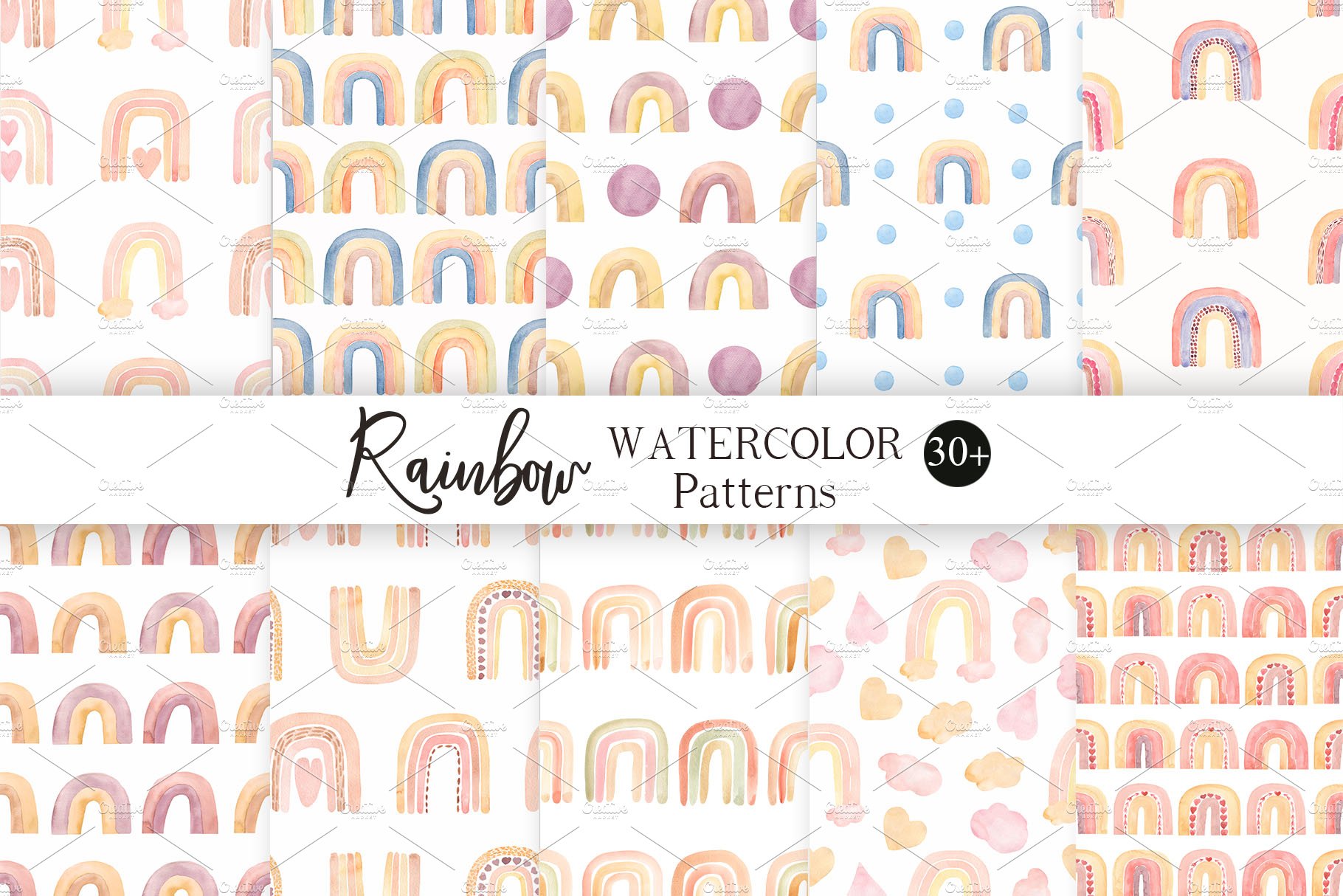 Watercolor Rainbows Pattern cover image.