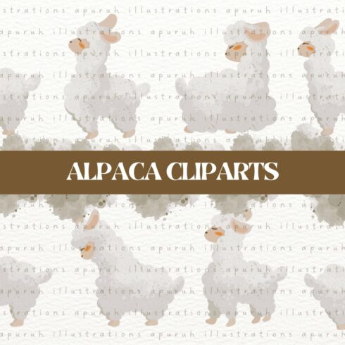 Cute Alpaca Clipart Set cover image.