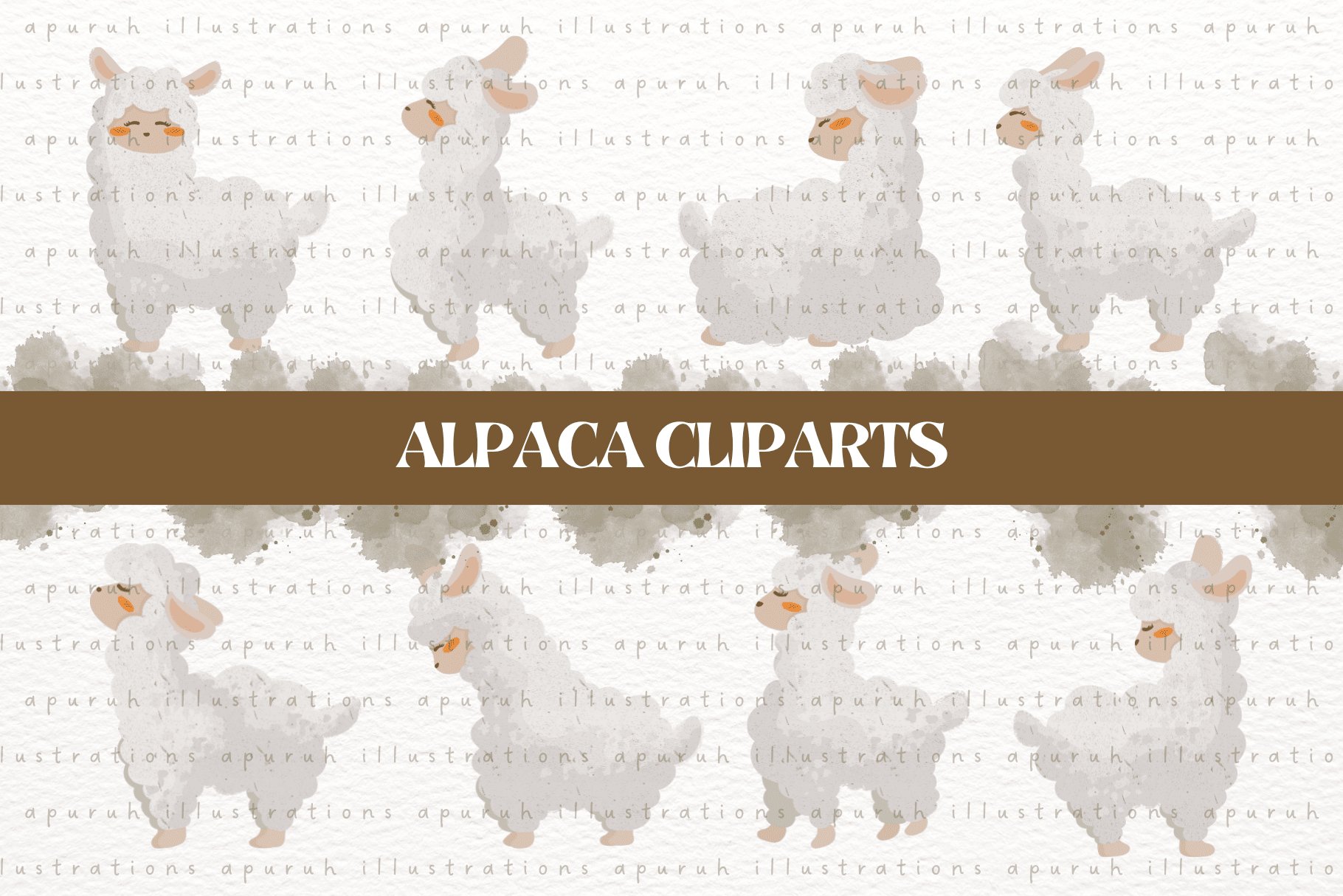 Cute Alpaca Clipart Set cover image.