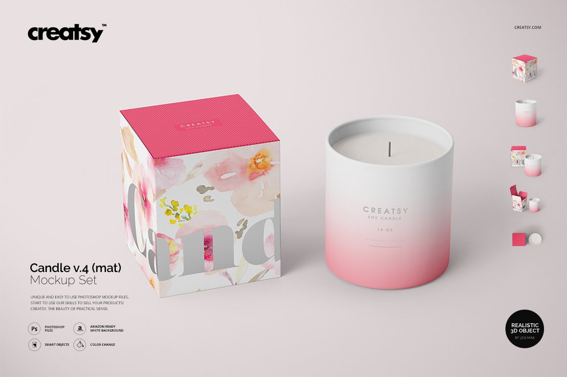 Candle and Box Mockup Set v.4 (mat) cover image.