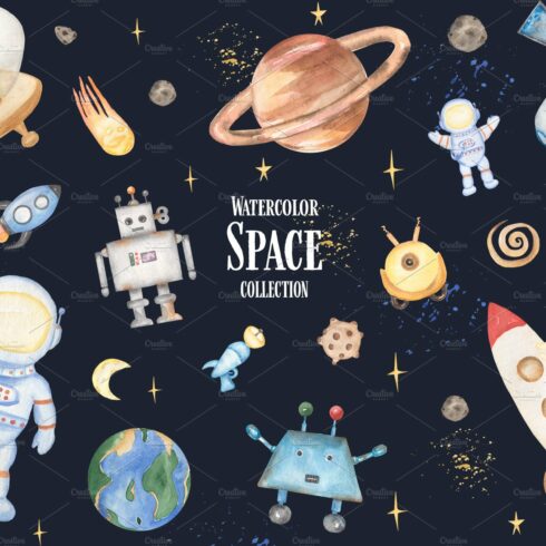 Watercolor Cute Space Collection cover image.