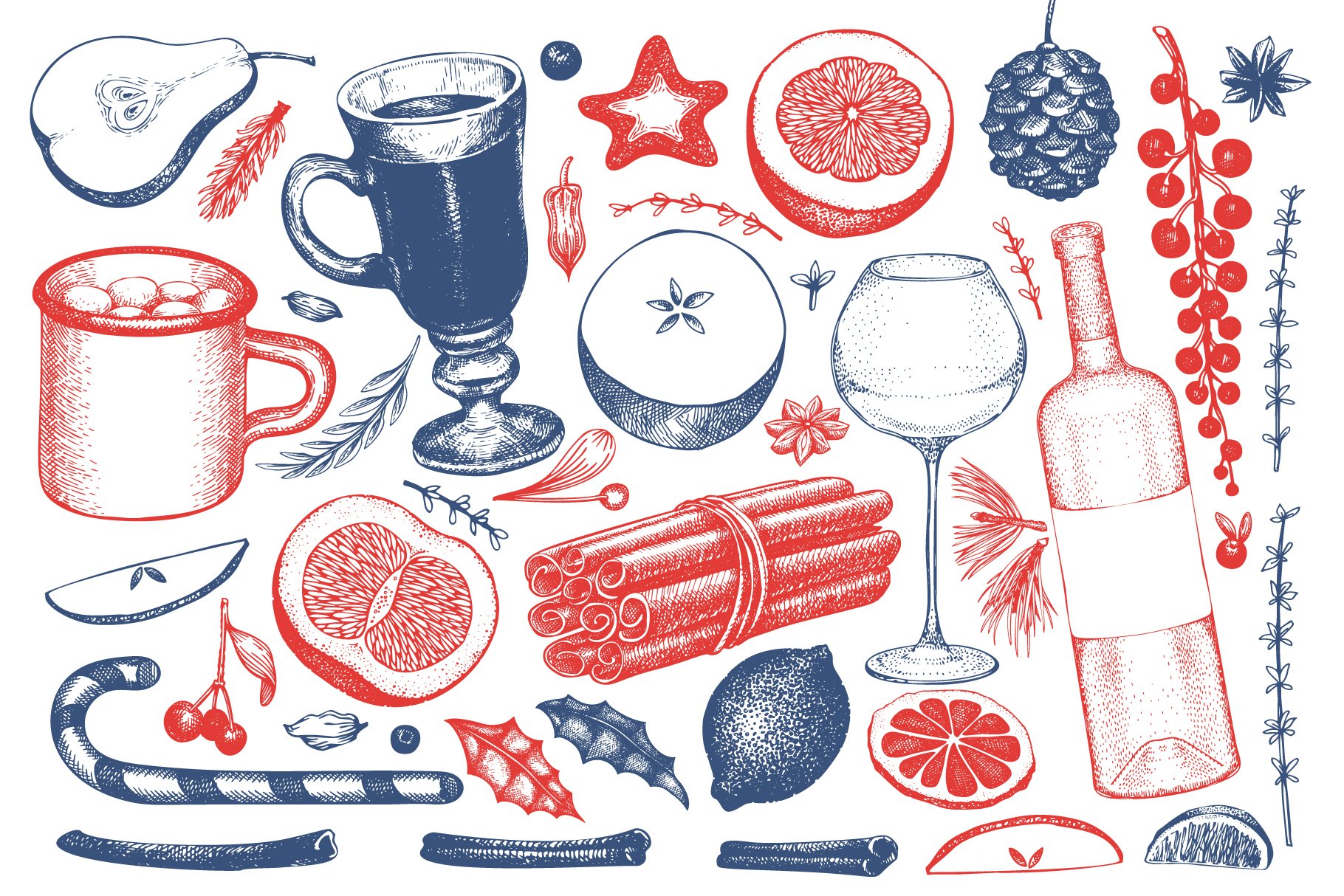 Winter Drinks Vector Collection preview image.