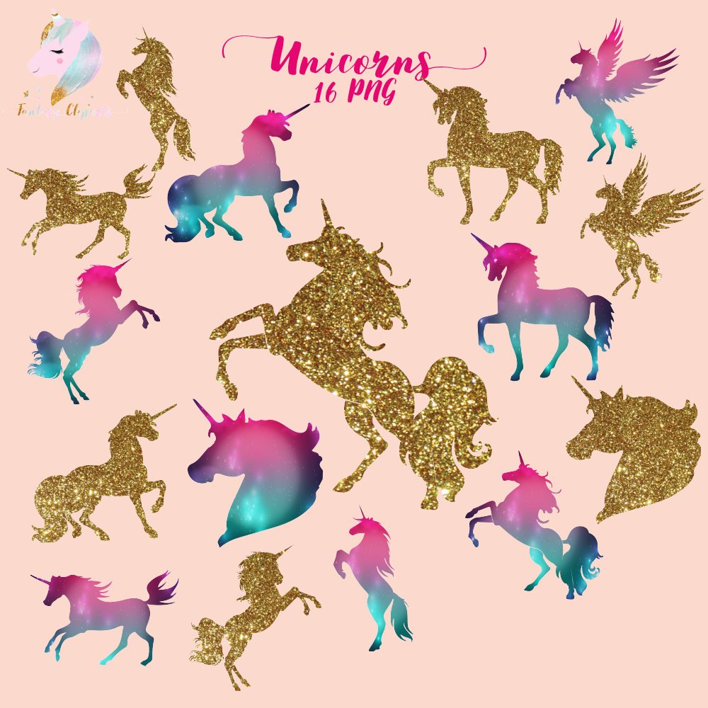 Gold Glitter and Galaxy Unicorns cover image.