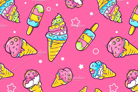 Set of patterns with ice creams cover image.