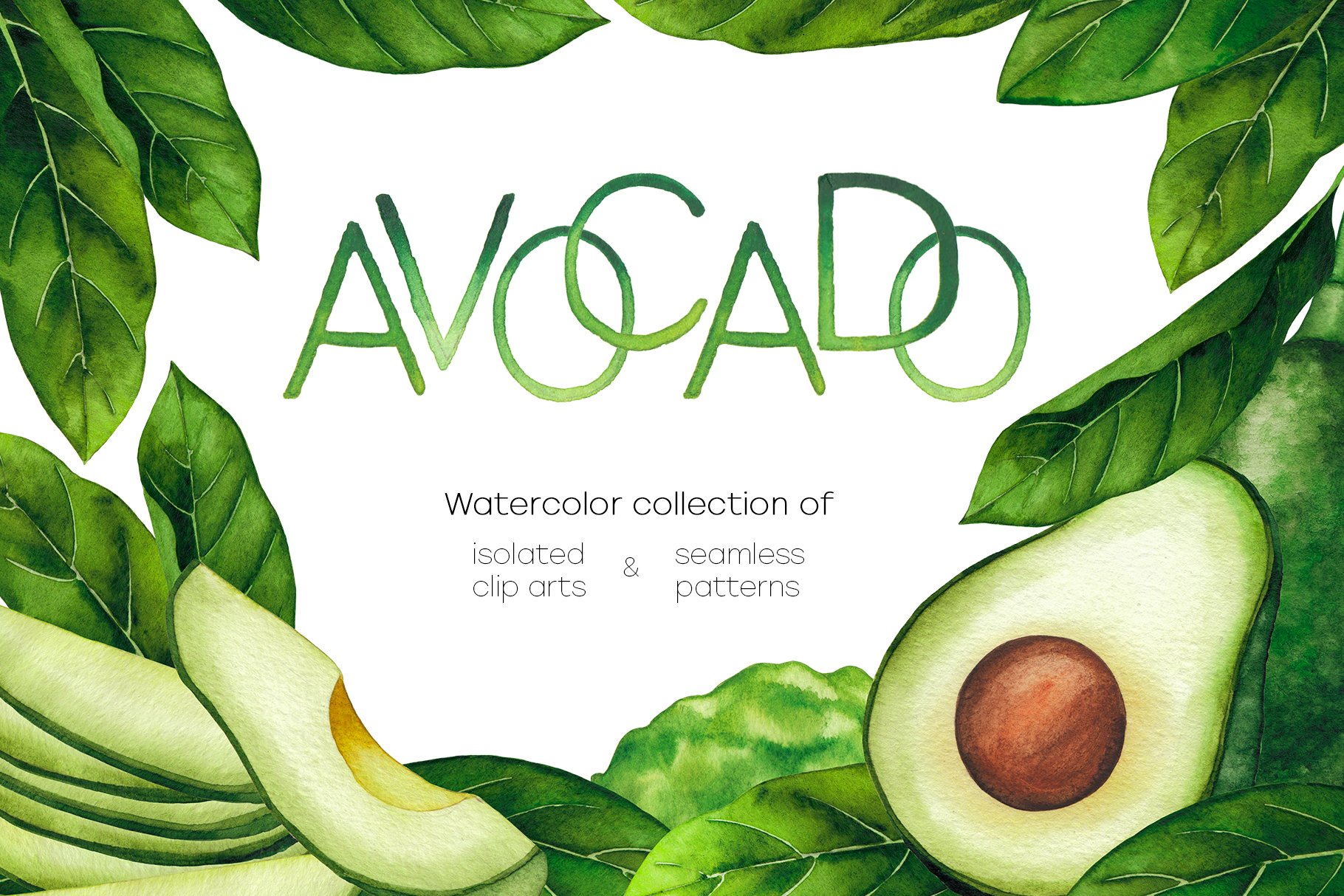 Watercolor avocado & essential oils cover image.