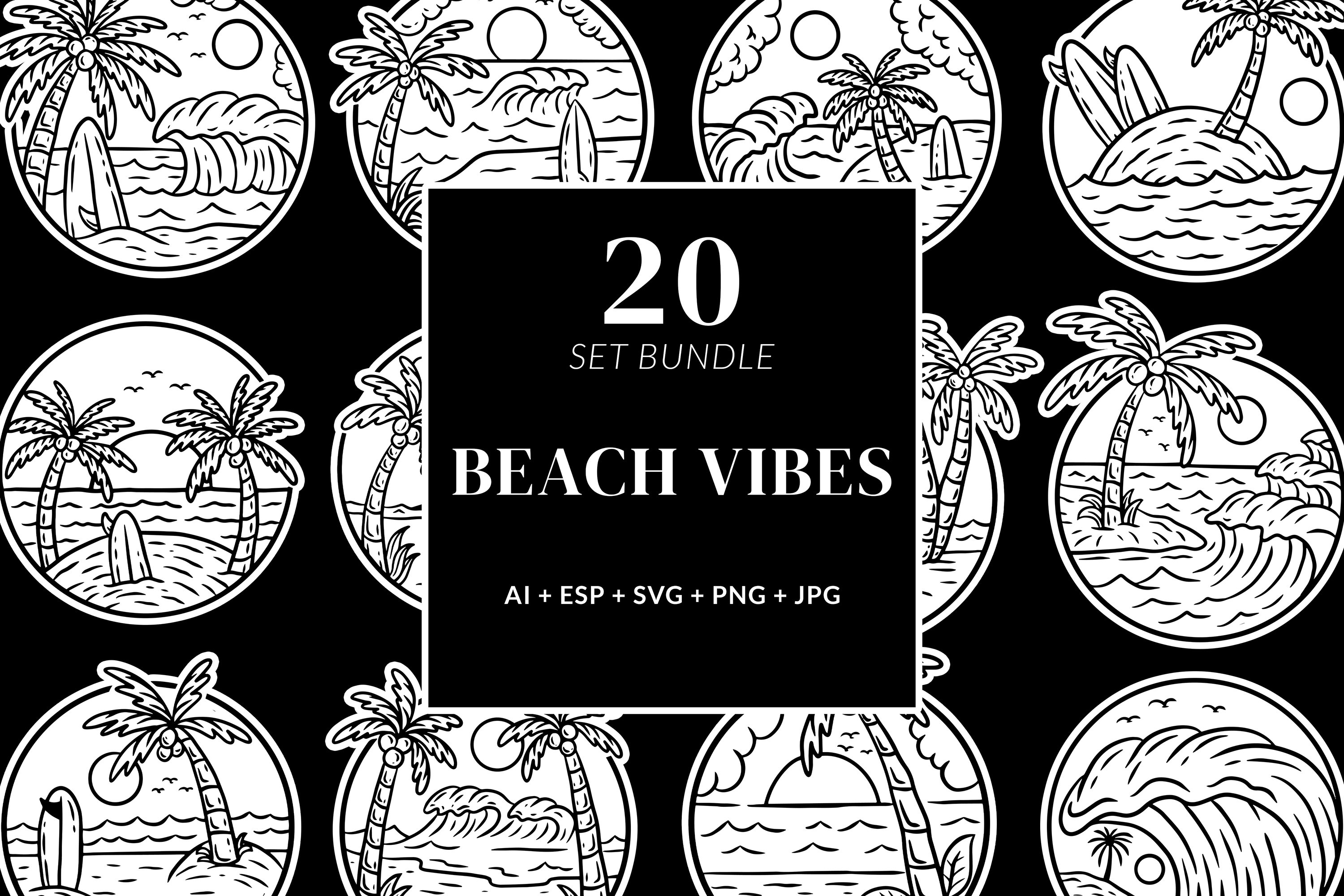 20 Summer Beach Good Vibes Sunset cover image.
