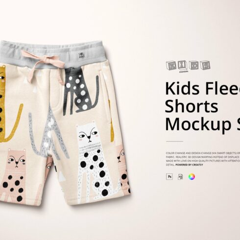 Kids Fleece Shorts Mockup Set cover image.