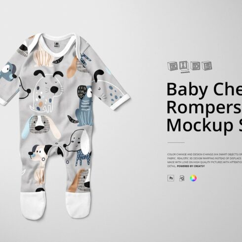 Baby Chest Rompersuit Mockup Set cover image.