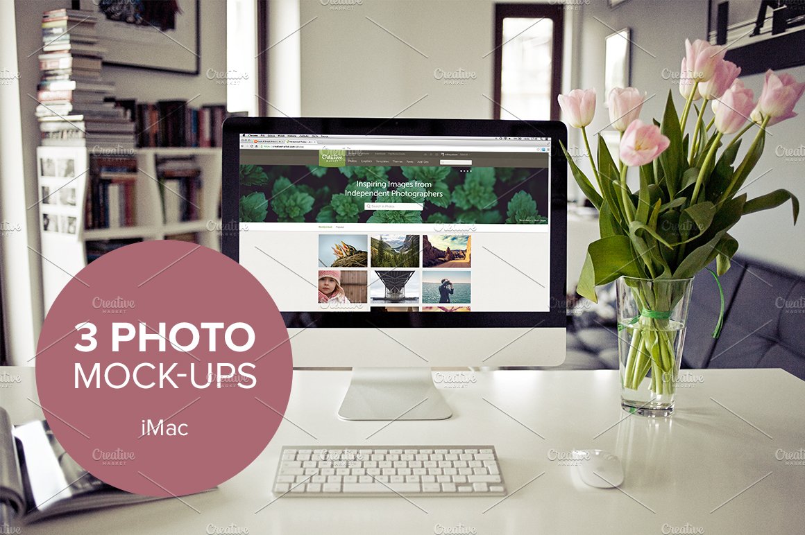 3x Real Photo iMac mockups cover image.