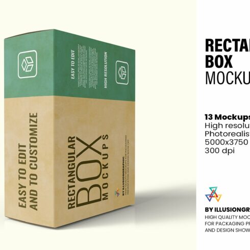 Rectangular Box Mockups - 13 views cover image.