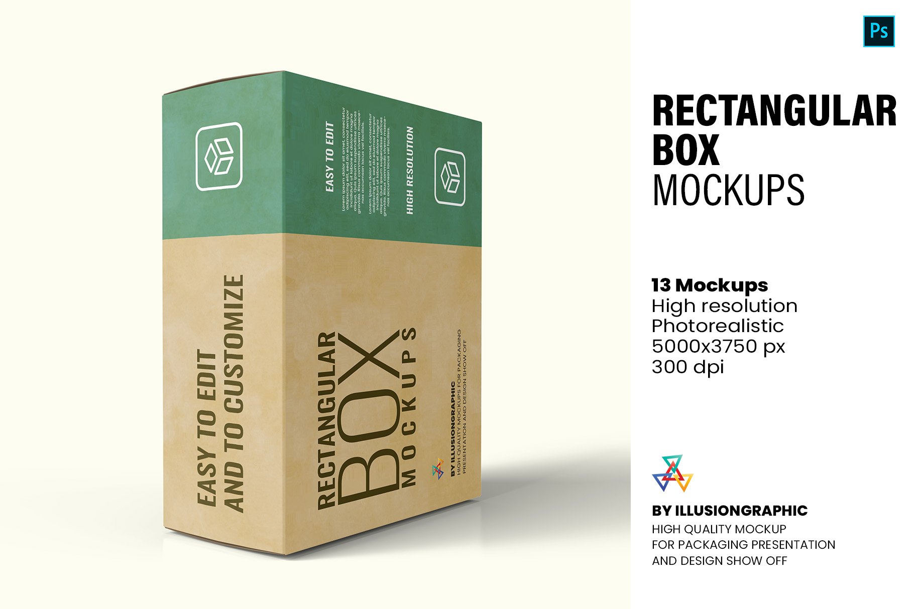 Rectangular Box Mockups - 13 views cover image.